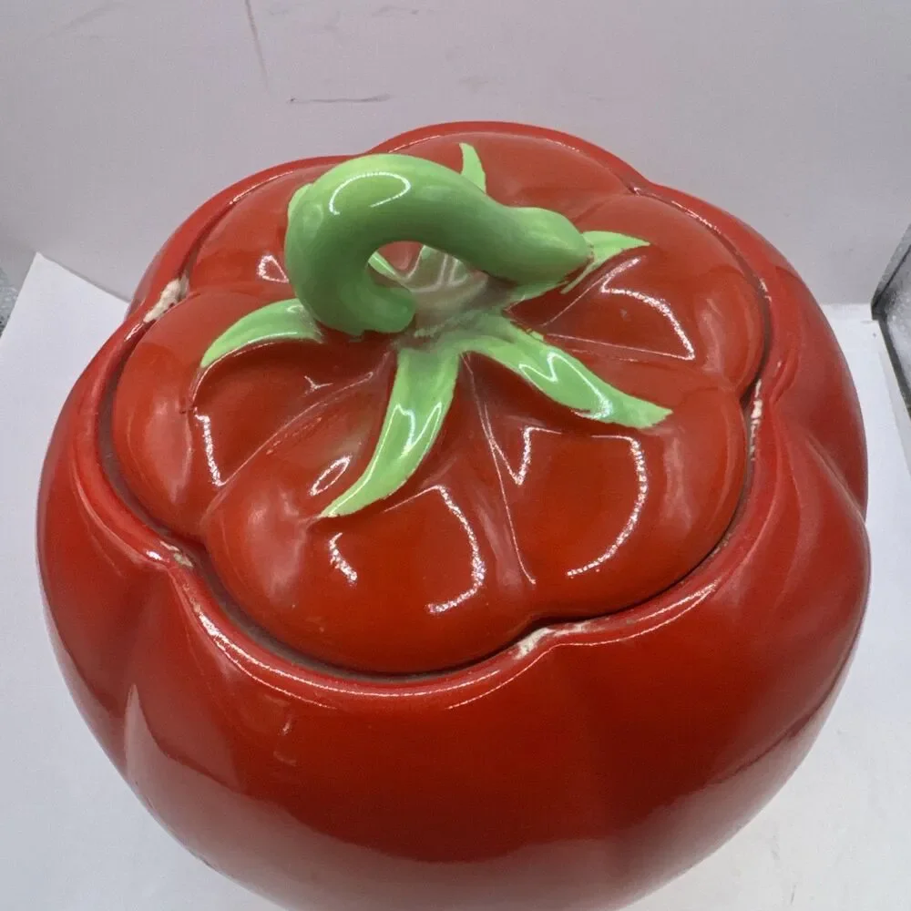 1940s VINTAGE The Pantry Parade Tomato Strawberry Cookie Jar Red Made in USA